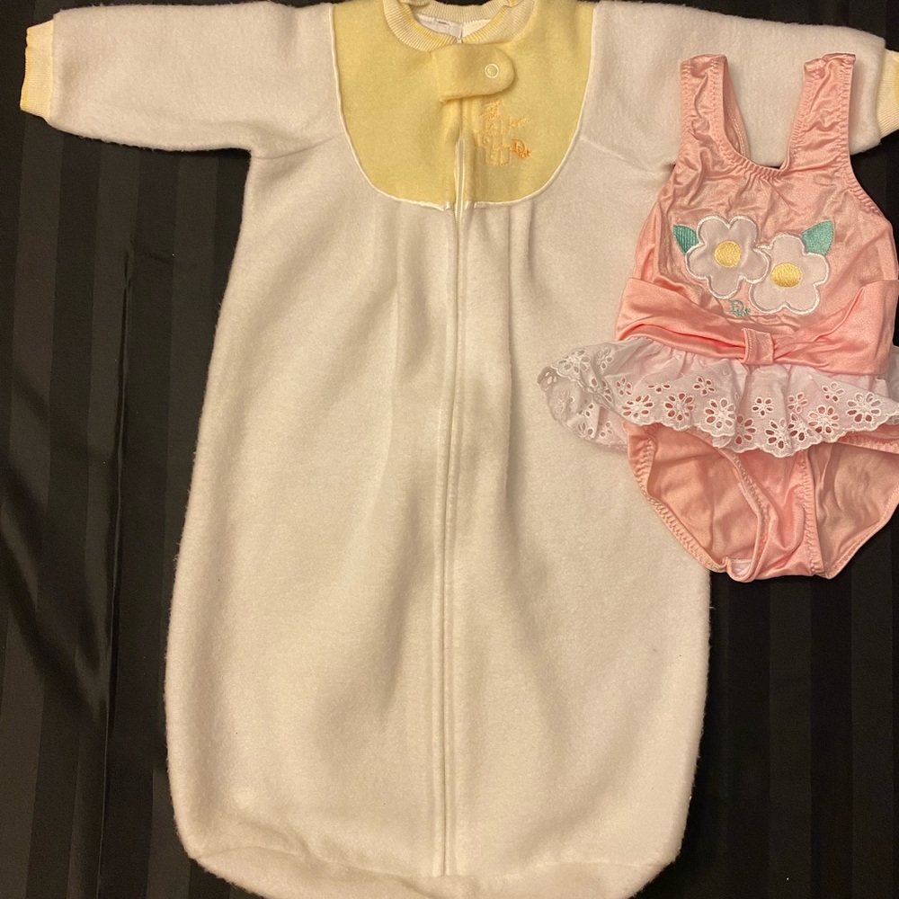 Dior Vintage, Baby Sleep Sack and Swimsuit Set - White and Pink